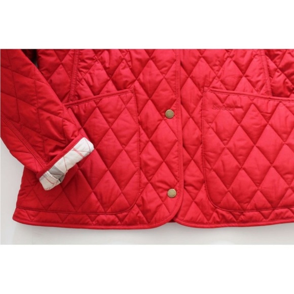 Barbour Annandale Diamond Quilted Coat Red Size US 8/ UK 12 - Picture 7 of 8